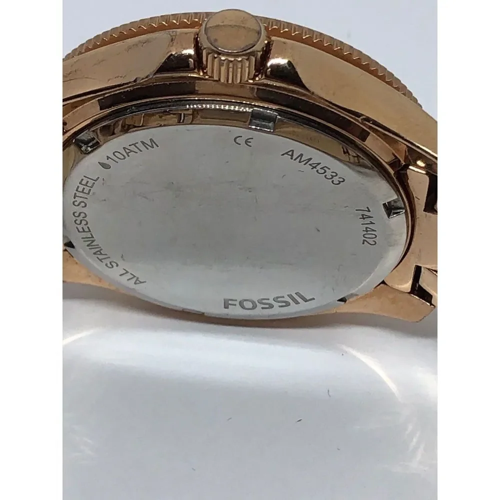 Fossil AM4533 Women's Stainless Steel Analog Taupe Dial Quartz Wrist Watch QB312